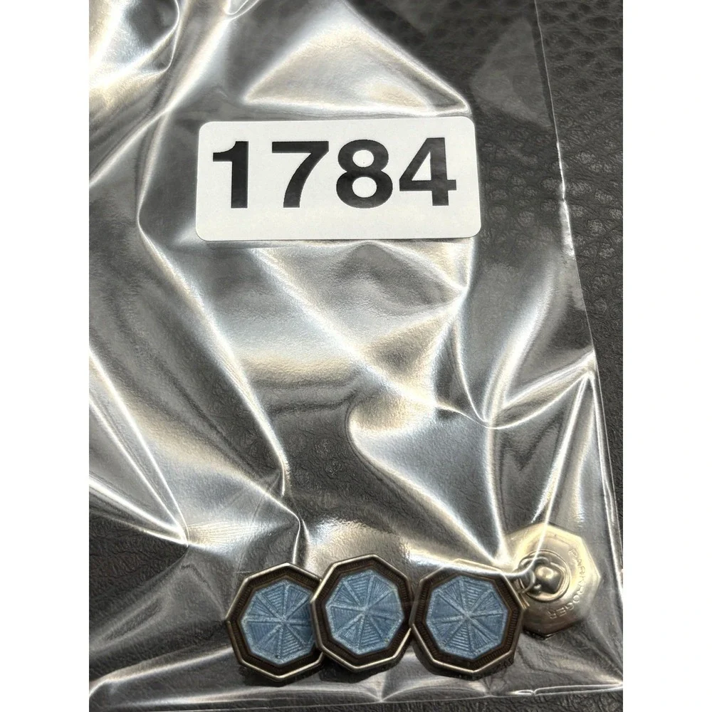 Vintage Art Deco Park Roger Silver Blue Guilloche Enamel Cufflinks